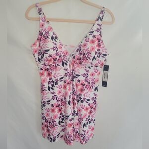 Nicole Miller Size Medium Swimdress One-Piece Mesh Waist Lining NWT